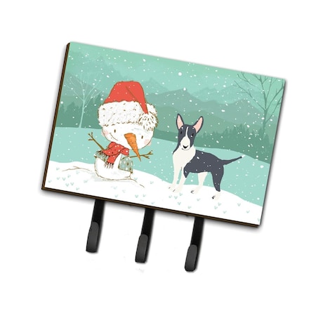 Carolines Treasures Black Bull Terrier Snowman Christmas Leash or Key Holder CK2055TH68